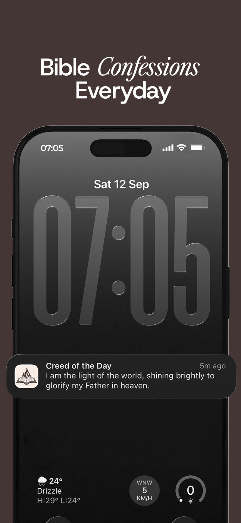 Holycreed's creed-of-the-day notification on the lock screen